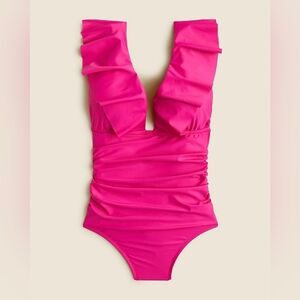 NWT J.Crew Ruched Ruffle One-Piece Swimsuit Size 6
